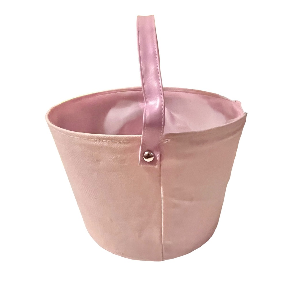 Spritz Easter Bunny Basket Set Pink New Fabric Bucket Gold Egg White Grass - Picture 5 of 10
